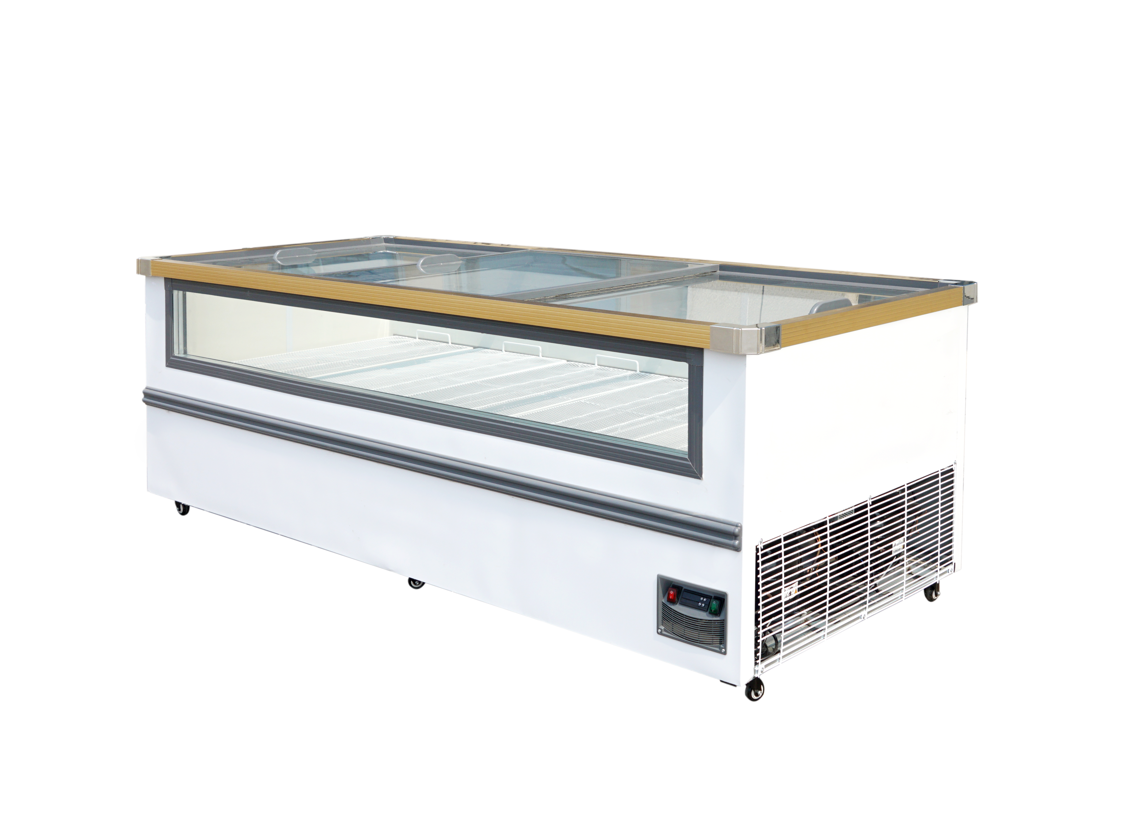 Commercial visible window island display refrigerator