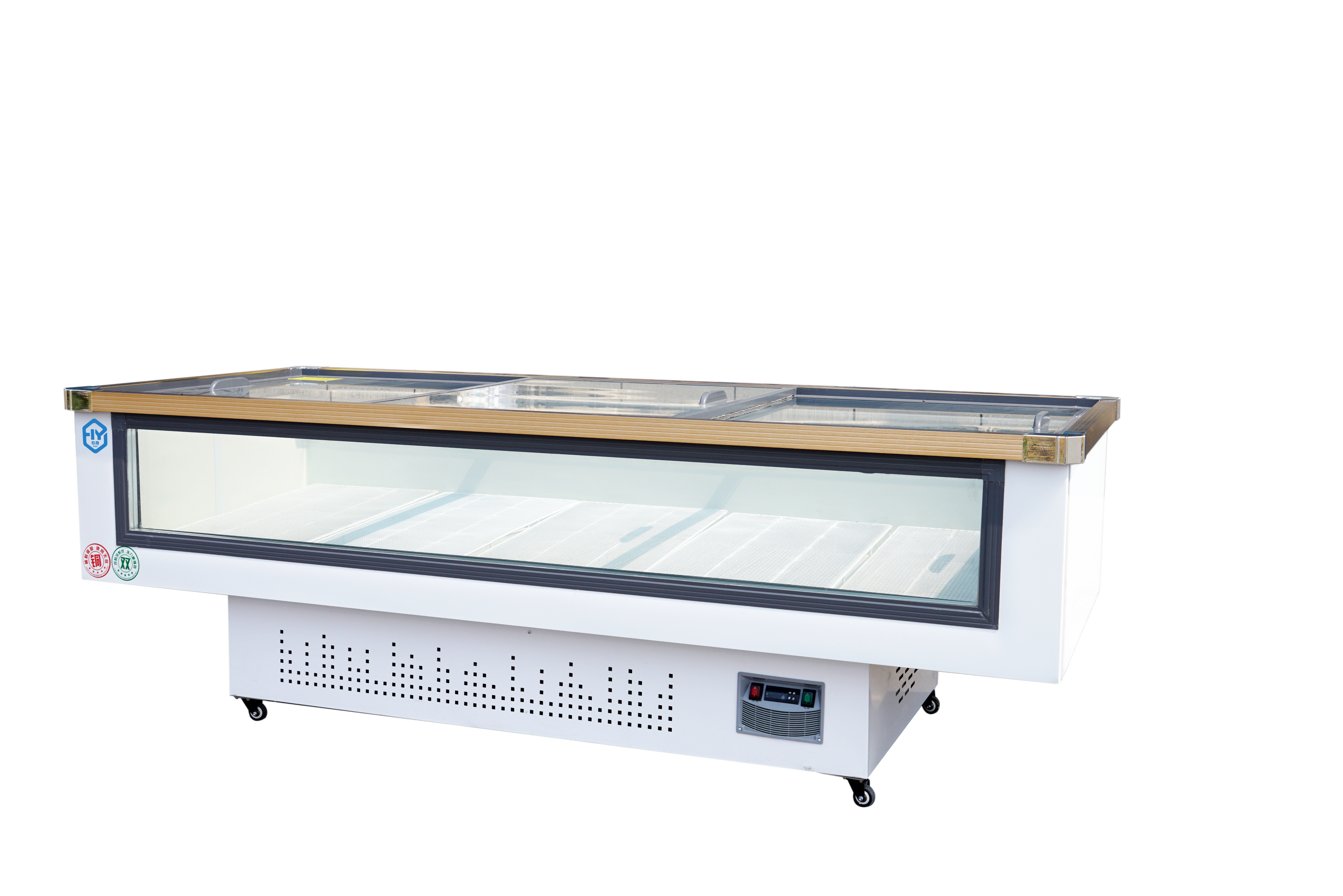 Commercial visible window island display refrigerator